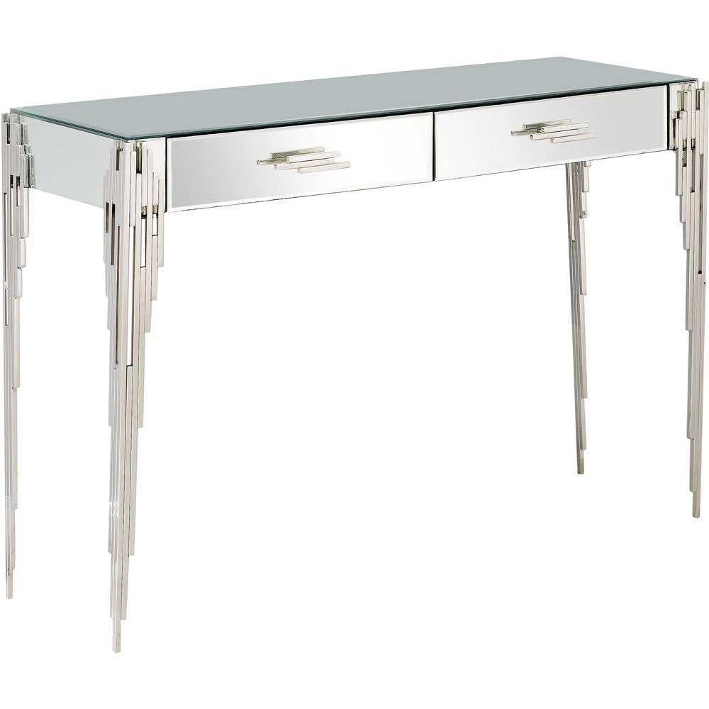 Deals 🎉 Skylar 49 in. Clear Rectangle Mirrored Glass Console Table with Drawers by Camden Isle ⭐ 4 Deals 🎉 Skylar 49 in. Clear Rectangle Mirrored Glass Console Table with Drawers by Camden Isle ⭐ - Image 2
