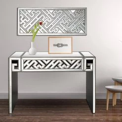 New 🛒 Becket 16 in. Clear Rectangular Glass Console Table with Mirror by Camden Isle 😉 -Outlet Camden Isle Store clear camden isle console tables 86650 31 1000
