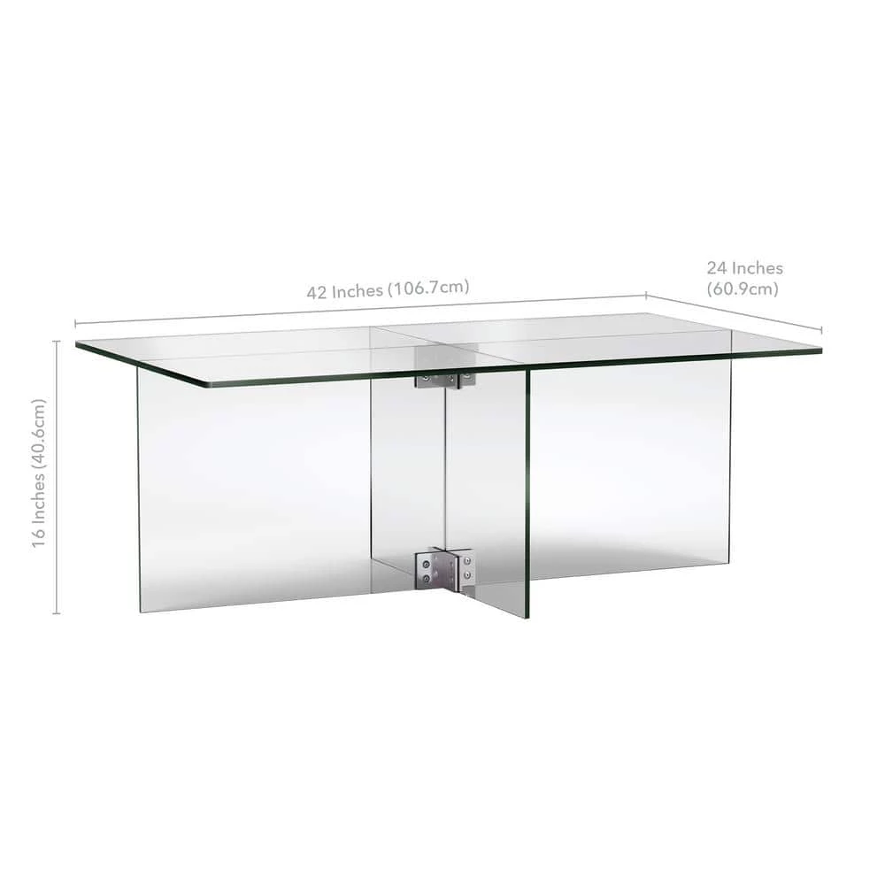 Hot Sale 🎉 Gehry 42 in. Clear Large Rectangle Glass Coffee Table by Meyer&Cross 💯 7 Hot Sale 🎉 Gehry 42 in. Clear Large Rectangle Glass Coffee Table by Meyer&Cross 💯 - Image 5
