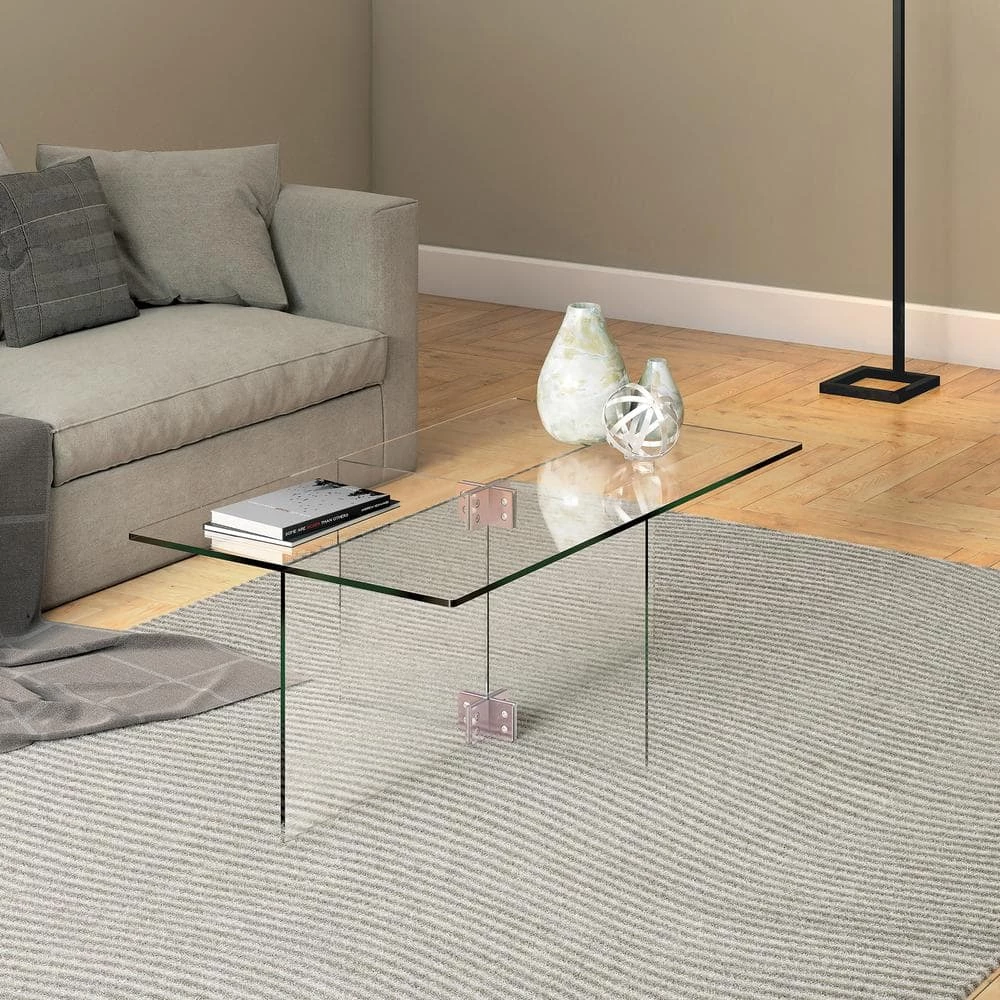 Hot Sale 🎉 Gehry 42 in. Clear Large Rectangle Glass Coffee Table by Meyer&Cross 💯 6 Hot Sale 🎉 Gehry 42 in. Clear Large Rectangle Glass Coffee Table by Meyer&Cross 💯 - Image 4