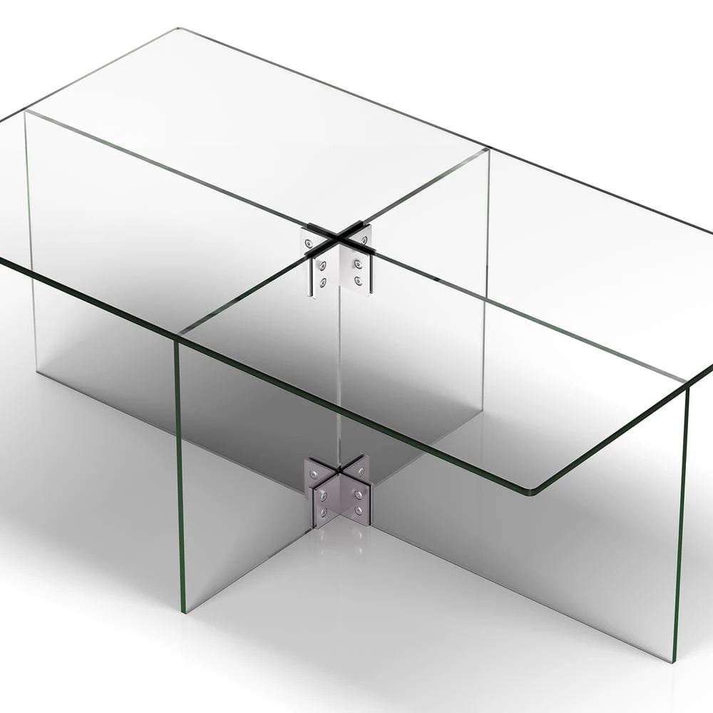 Hot Sale 🎉 Gehry 42 in. Clear Large Rectangle Glass Coffee Table by Meyer&Cross 💯 4 Hot Sale 🎉 Gehry 42 in. Clear Large Rectangle Glass Coffee Table by Meyer&Cross 💯 - Image 2