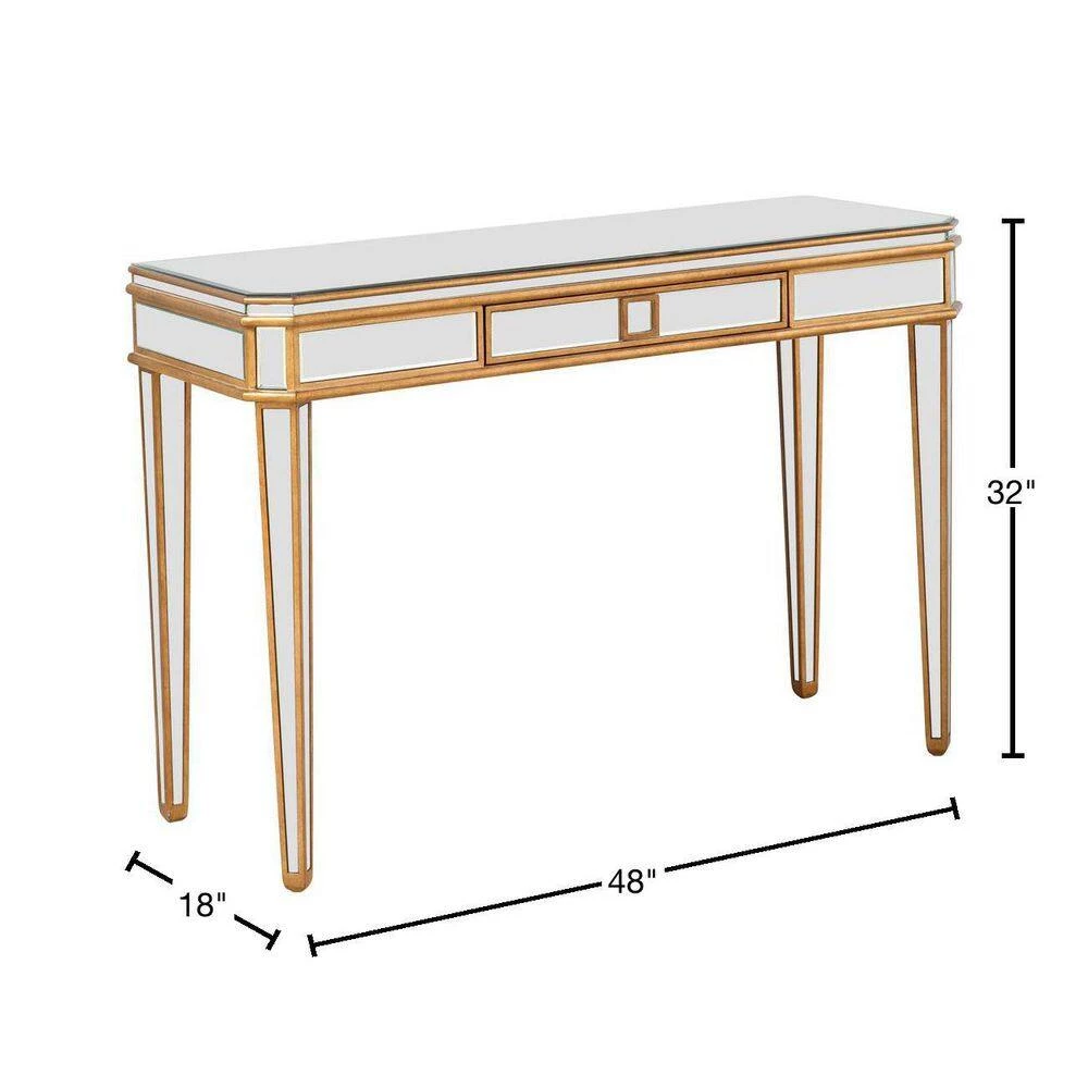 Flash Sale 💯 Finley 48 in. Gold Rectangle Mirrored Glass Console Table with Drawer by Camden Isle ✔️ 5 Flash Sale 💯 Finley 48 in. Gold Rectangle Mirrored Glass Console Table with Drawer by Camden Isle ✔️ - Image 3