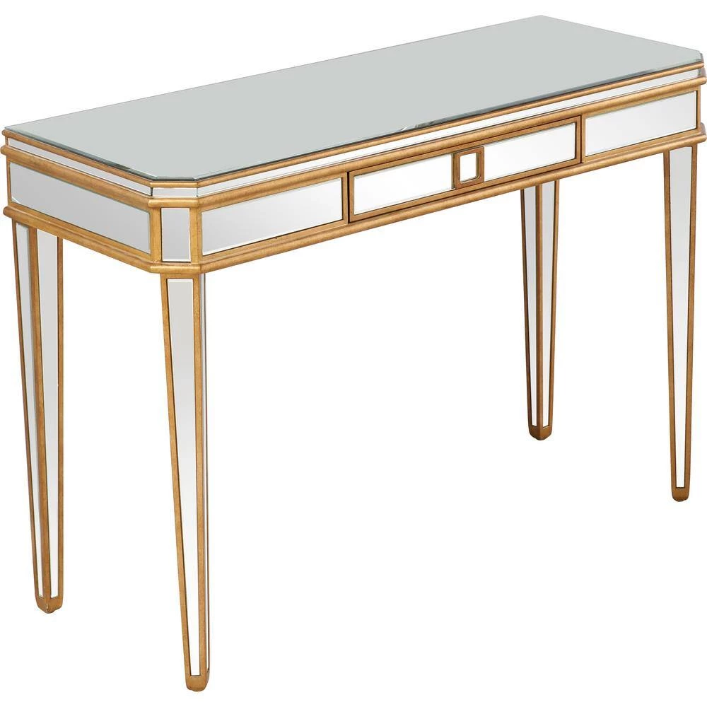 Flash Sale 💯 Finley 48 in. Gold Rectangle Mirrored Glass Console Table with Drawer by Camden Isle ✔️ 6 Flash Sale 💯 Finley 48 in. Gold Rectangle Mirrored Glass Console Table with Drawer by Camden Isle ✔️ - Image 4