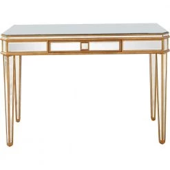 Flash Sale 💯 Finley 48 in. Gold Rectangle Mirrored Glass Console Table with Drawer by Camden Isle ✔️
