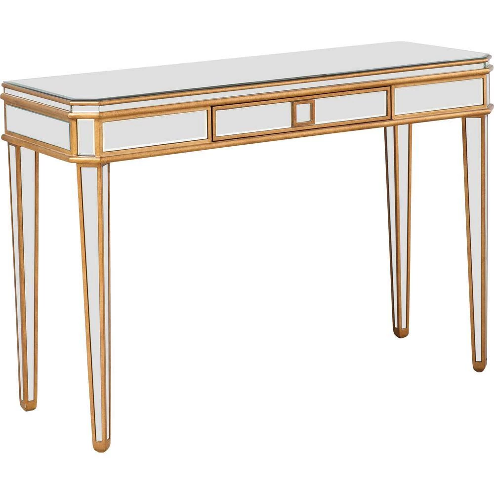 Flash Sale 💯 Finley 48 in. Gold Rectangle Mirrored Glass Console Table with Drawer by Camden Isle ✔️ 4 Flash Sale 💯 Finley 48 in. Gold Rectangle Mirrored Glass Console Table with Drawer by Camden Isle ✔️ - Image 2