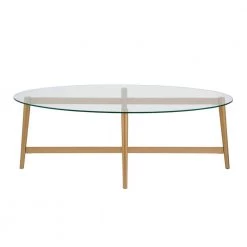 Outlet 😍 Olson 51 in. Gold Large Oval Glass Coffee Table by Meyer&Cross 🌟