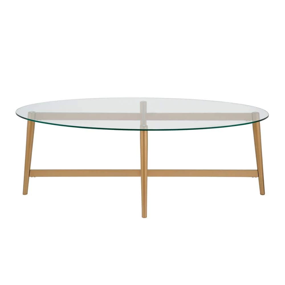 Outlet 😍 Olson 51 in. Gold Large Oval Glass Coffee Table by Meyer&Cross 🌟 3 Outlet 😍 Olson 51 in. Gold Large Oval Glass Coffee Table by Meyer&Cross 🌟