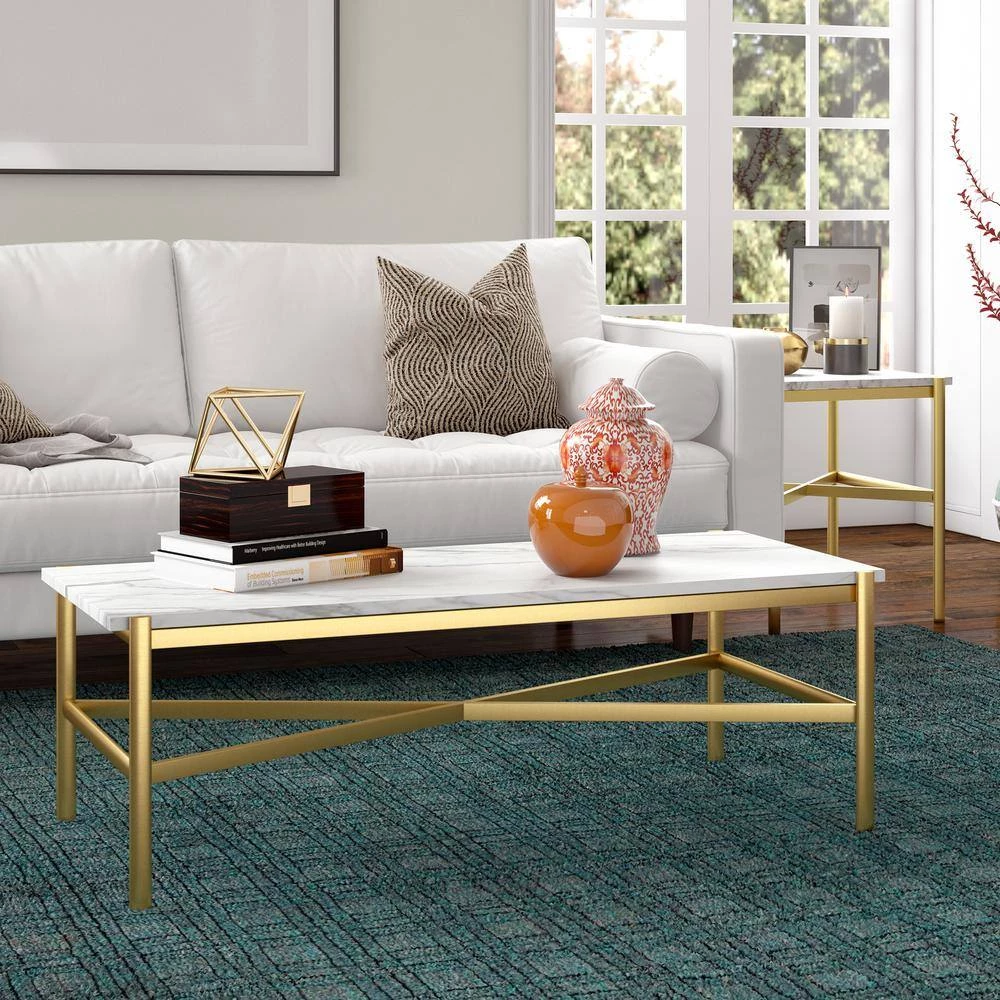 Best deal 🥰 Braxton 46 in. Gold Rectangle Faux Marble Coffee Table by Meyer&Cross ✔️ 9 Best deal 🥰 Braxton 46 in. Gold Rectangle Faux Marble Coffee Table by Meyer&Cross ✔️ - Image 7