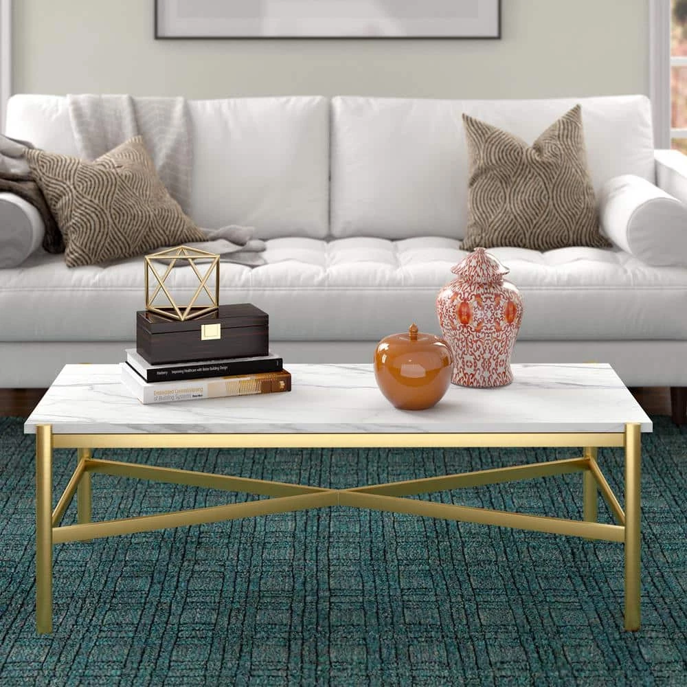 Best deal 🥰 Braxton 46 in. Gold Rectangle Faux Marble Coffee Table by Meyer&Cross ✔️ 6 Best deal 🥰 Braxton 46 in. Gold Rectangle Faux Marble Coffee Table by Meyer&Cross ✔️ - Image 4