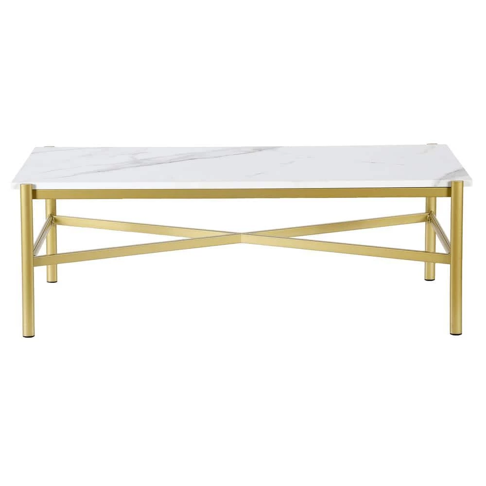 Best deal 🥰 Braxton 46 in. Gold Rectangle Faux Marble Coffee Table by Meyer&Cross ✔️ 5 Best deal 🥰 Braxton 46 in. Gold Rectangle Faux Marble Coffee Table by Meyer&Cross ✔️ - Image 3