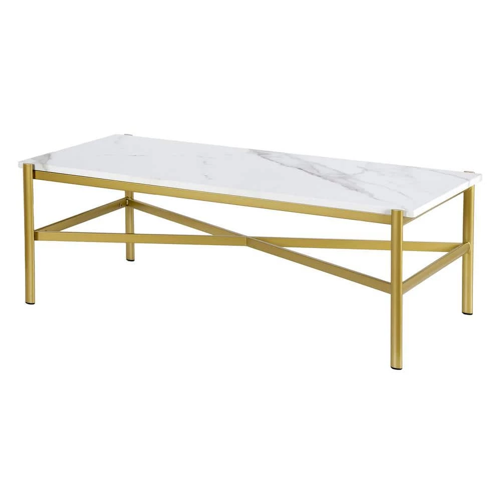 Best deal 🥰 Braxton 46 in. Gold Rectangle Faux Marble Coffee Table by Meyer&Cross ✔️ 4 Best deal 🥰 Braxton 46 in. Gold Rectangle Faux Marble Coffee Table by Meyer&Cross ✔️ - Image 2