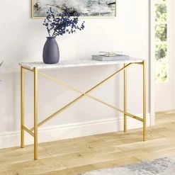 Brand new 🥰 Braxton 46 in. Gold Rectangle Faux Marble Console Table by Meyer&Cross 🎉 -Outlet Camden Isle Store gold meyer cross console tables at0864 4f 1000