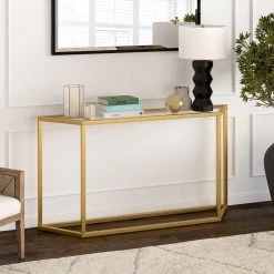 Brand new 🔥 Levi 55 in. Rectangle Gold Glass Console Table by Meyer&Cross 🎁 -Outlet Camden Isle Store gold meyer cross console tables at0989 1f 1000