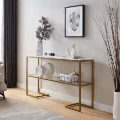 New 😍 Errol 55 in. Gold Rectangle Faux Marble Console Table with Storage by Meyer&Cross 🔔 17 New 😍 Errol 55 in. Gold Rectangle Faux Marble Console Table with Storage by Meyer&Cross 🔔 -Outlet Camden Isle Store gold meyer cross console tables at1326 1f 1000