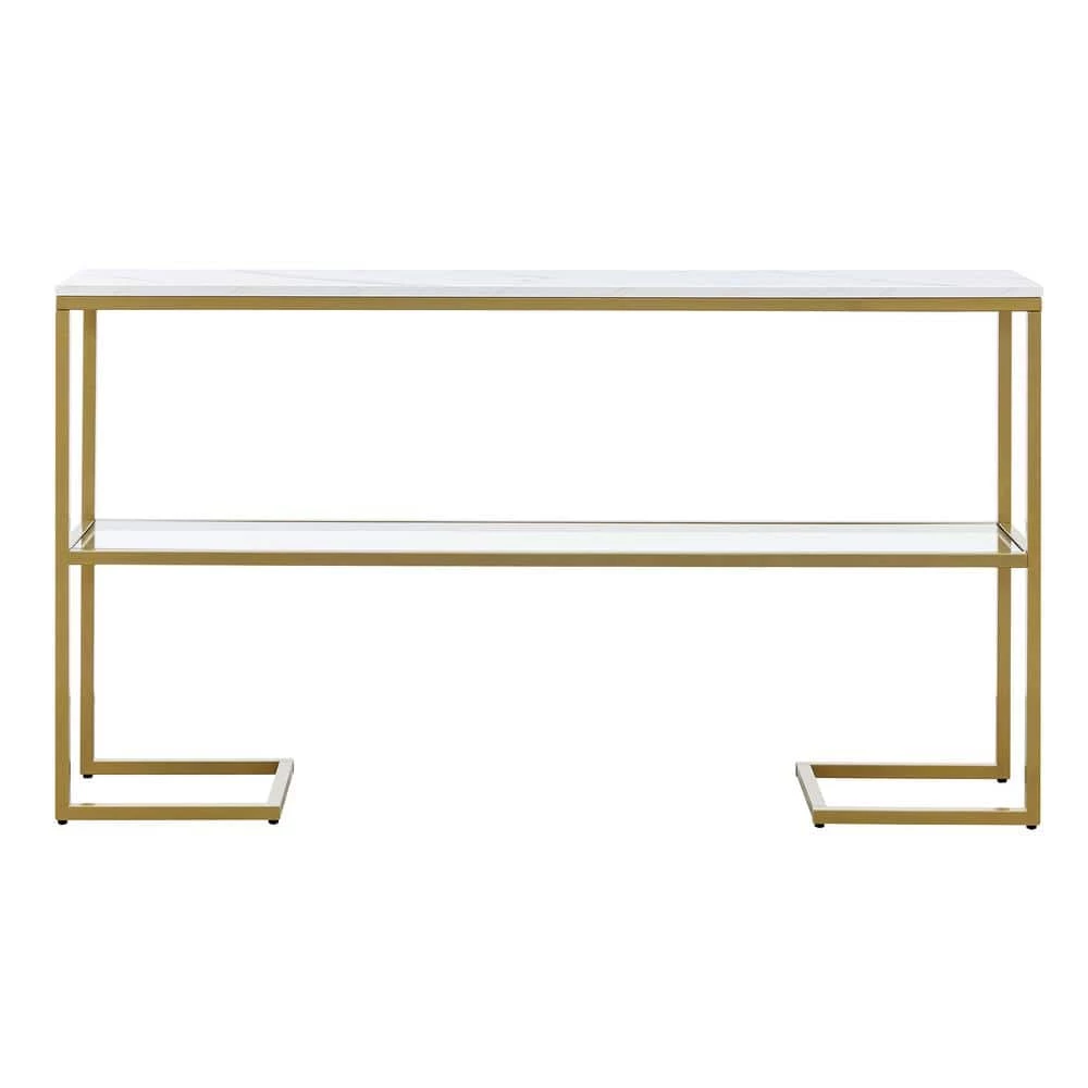 New 😍 Errol 55 in. Gold Rectangle Faux Marble Console Table with Storage by Meyer&Cross 🔔 7 New 😍 Errol 55 in. Gold Rectangle Faux Marble Console Table with Storage by Meyer&Cross 🔔 - Image 5