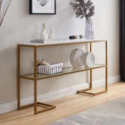 New 😍 Errol 55 in. Gold Rectangle Faux Marble Console Table with Storage by Meyer&Cross 🔔 15 New 😍 Errol 55 in. Gold Rectangle Faux Marble Console Table with Storage by Meyer&Cross 🔔 -Outlet Camden Isle Store gold meyer cross console tables at1326 c3 1000