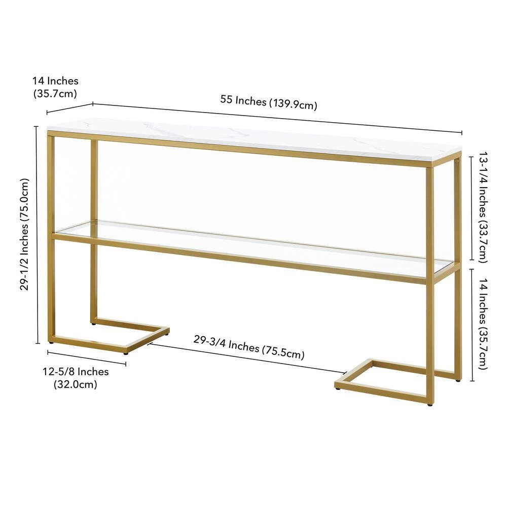 New 😍 Errol 55 in. Gold Rectangle Faux Marble Console Table with Storage by Meyer&Cross 🔔 10 New 😍 Errol 55 in. Gold Rectangle Faux Marble Console Table with Storage by Meyer&Cross 🔔 - Image 8
