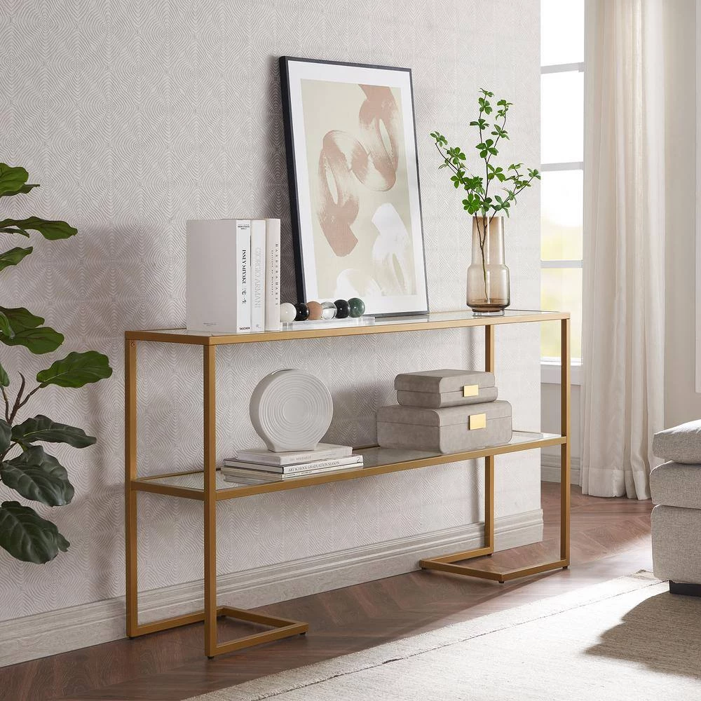 Coupon ๐ Errol 55 in. Gold Rectangle Glass Console Table with Storage by Meyer&Cross ๐ 6 Coupon ๐ Errol 55 in. Gold Rectangle Glass Console Table with Storage by Meyer&Cross ๐ - Image 4