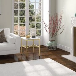 Promo 😀 Braxton 21.25 in Gold Square Faux Marble Side Table by Meyer&Cross 🛒 -Outlet Camden Isle Store gold meyer cross end side tables st0866 31 1000