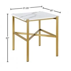 Promo 😀 Braxton 21.25 in Gold Square Faux Marble Side Table by Meyer&Cross 🛒 -Outlet Camden Isle Store gold meyer cross end side tables st0866 40 1000