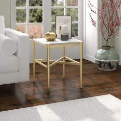 Promo 😀 Braxton 21.25 in Gold Square Faux Marble Side Table by Meyer&Cross 🛒 -Outlet Camden Isle Store gold meyer cross end side tables st0866 4f 1000