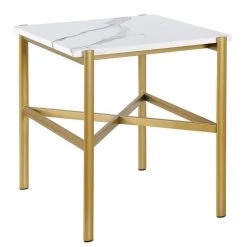 Promo 😀 Braxton 21.25 in Gold Square Faux Marble Side Table by Meyer&Cross 🛒