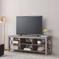 Best Sale ❤️ Sawyer 68 in. Gray Oak TV Stand Fits TV's up to 80 in. by Meyer&Cross ✨ -Outlet Camden Isle Store gray oak meyer cross tv stands tv0907 1f 1000