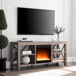 Outlet 🎁 Sawyer 58 in. Gray Oak TV Stand Fits TV's up to 65 in. with Crystal Fireplace Insert by Meyer&Cross ⭐ 14 Outlet 🎁 Sawyer 58 in. Gray Oak TV Stand Fits TV's up to 65 in. with Crystal Fireplace Insert by Meyer&Cross ⭐ -Outlet Camden Isle Store gray oak meyer cross tv stands tv1010 1f 1000