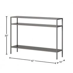 Budget ❤️ Ricardo 42 in. Gunmetal Gray Rectangle Metal Console Table with Metal Shelves by Meyer&Cross 🔥 -Outlet Camden Isle Store gunmental gray meyer cross console tables at0953 40 1000