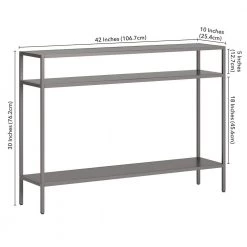 Budget ❤️ Ricardo 42 in. Gunmetal Gray Rectangle Metal Console Table with Metal Shelves by Meyer&Cross 🔥 -Outlet Camden Isle Store gunmental gray meyer cross console tables at0953 44 1000