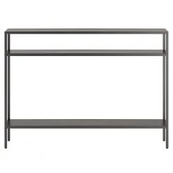 Budget ❤️ Ricardo 42 in. Gunmetal Gray Rectangle Metal Console Table with Metal Shelves by Meyer&Cross 🔥 -Outlet Camden Isle Store gunmental gray meyer cross console tables at0953 c3 1000