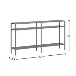 Best Sale 🧨 Sivil 55 in. Gunmetal Gray Rectangle Metal Console Table with Metal Shelves by Meyer&Cross ❤️ -Outlet Camden Isle Store gunmental gray meyer cross console tables at0955 40 1000