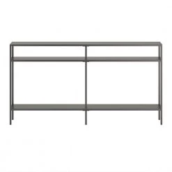 Best Sale 🧨 Sivil 55 in. Gunmetal Gray Rectangle Metal Console Table with Metal Shelves by Meyer&Cross ❤️ -Outlet Camden Isle Store gunmental gray meyer cross console tables at0955 c3 1000