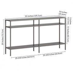 Best Sale 🧨 Sivil 55 in. Gunmetal Gray Rectangle Metal Console Table with Metal Shelves by Meyer&Cross ❤️ -Outlet Camden Isle Store gunmental gray meyer cross console tables at0955 fa 1000