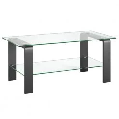 Deals 🌟 Asta 40 in. Gunmetal Gray Rectangle Glass Coffee Table by Meyer&Cross 😉
