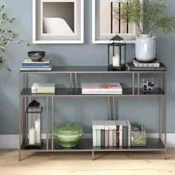Hot Sale โญ Cortland 48 in. Gunmetal Gray Rectangle Metal Console Table with Metal Shelves by Meyer&Cross ๐ 13 Hot Sale โญ Cortland 48 in. Gunmetal Gray Rectangle Metal Console Table with Metal Shelves by Meyer&Cross ๐ -Outlet Camden Isle Store gunmetal gray meyer cross console tables at0913 1f 1000