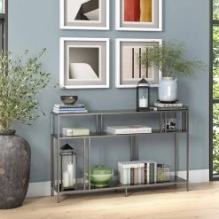 Hot Sale โญ Cortland 48 in. Gunmetal Gray Rectangle Metal Console Table with Metal Shelves by Meyer&Cross ๐ 15 Hot Sale โญ Cortland 48 in. Gunmetal Gray Rectangle Metal Console Table with Metal Shelves by Meyer&Cross ๐ -Outlet Camden Isle Store gunmetal gray meyer cross console tables at0913 31 1000