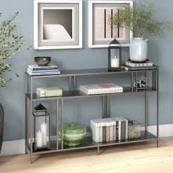 Hot Sale โญ Cortland 48 in. Gunmetal Gray Rectangle Metal Console Table with Metal Shelves by Meyer&Cross ๐ 12 Hot Sale โญ Cortland 48 in. Gunmetal Gray Rectangle Metal Console Table with Metal Shelves by Meyer&Cross ๐ -Outlet Camden Isle Store gunmetal gray meyer cross console tables at0913 4f 1000