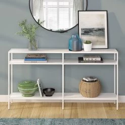 Cheap ๐งจ Sivil 55 in. Matte White Rectangle Glass Console Table with Metal Shelves by Meyer&Cross โ๏ธ 14 Cheap ๐งจ Sivil 55 in. Matte White Rectangle Glass Console Table with Metal Shelves by Meyer&Cross โ๏ธ -Outlet Camden Isle Store matte white meyer cross console tables at1034 1f 1000