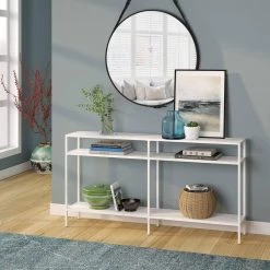 Cheap ๐งจ Sivil 55 in. Matte White Rectangle Glass Console Table with Metal Shelves by Meyer&Cross โ๏ธ 17 Cheap ๐งจ Sivil 55 in. Matte White Rectangle Glass Console Table with Metal Shelves by Meyer&Cross โ๏ธ -Outlet Camden Isle Store matte white meyer cross console tables at1034 31 1000