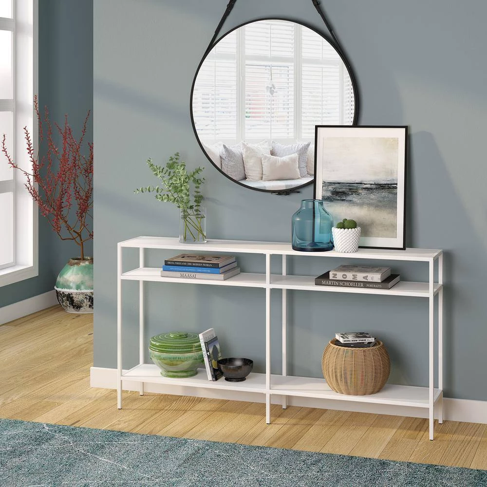 Cheap ๐งจ Sivil 55 in. Matte White Rectangle Glass Console Table with Metal Shelves by Meyer&Cross โ๏ธ 10 Cheap ๐งจ Sivil 55 in. Matte White Rectangle Glass Console Table with Metal Shelves by Meyer&Cross โ๏ธ - Image 8