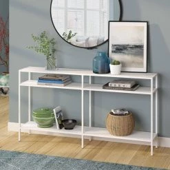 Cheap ๐งจ Sivil 55 in. Matte White Rectangle Glass Console Table with Metal Shelves by Meyer&Cross โ๏ธ 13 Cheap ๐งจ Sivil 55 in. Matte White Rectangle Glass Console Table with Metal Shelves by Meyer&Cross โ๏ธ -Outlet Camden Isle Store matte white meyer cross console tables at1034 4f 1000
