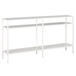 Cheap ๐งจ Sivil 55 in. Matte White Rectangle Glass Console Table with Metal Shelves by Meyer&Cross โ๏ธ