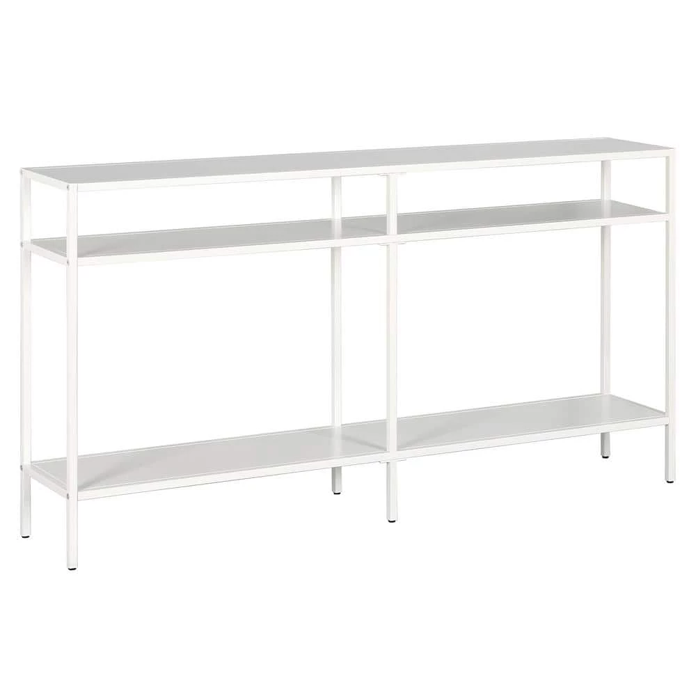 Cheap ๐งจ Sivil 55 in. Matte White Rectangle Glass Console Table with Metal Shelves by Meyer&Cross โ๏ธ 3 Cheap ๐งจ Sivil 55 in. Matte White Rectangle Glass Console Table with Metal Shelves by Meyer&Cross โ๏ธ
