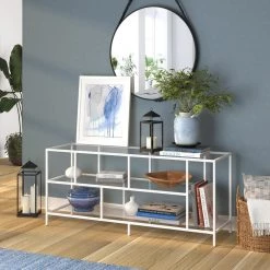Discount ❤️ Winthrop 55 in. Matte White TV Stand Fits TV's up to 60 in. by Meyer&Cross 🌟 -Outlet Camden Isle Store matte white meyer cross tv stands tv1102 c3 1000