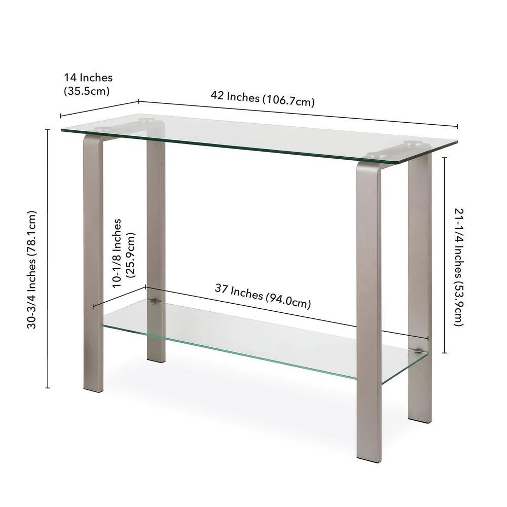 Cheapest 🤩 42 in. Nickel Standard Rectangle Glass Console Table with Storage by Meyer&Cross 👏 8 Cheapest 🤩 42 in. Nickel Standard Rectangle Glass Console Table with Storage by Meyer&Cross 👏 - Image 6