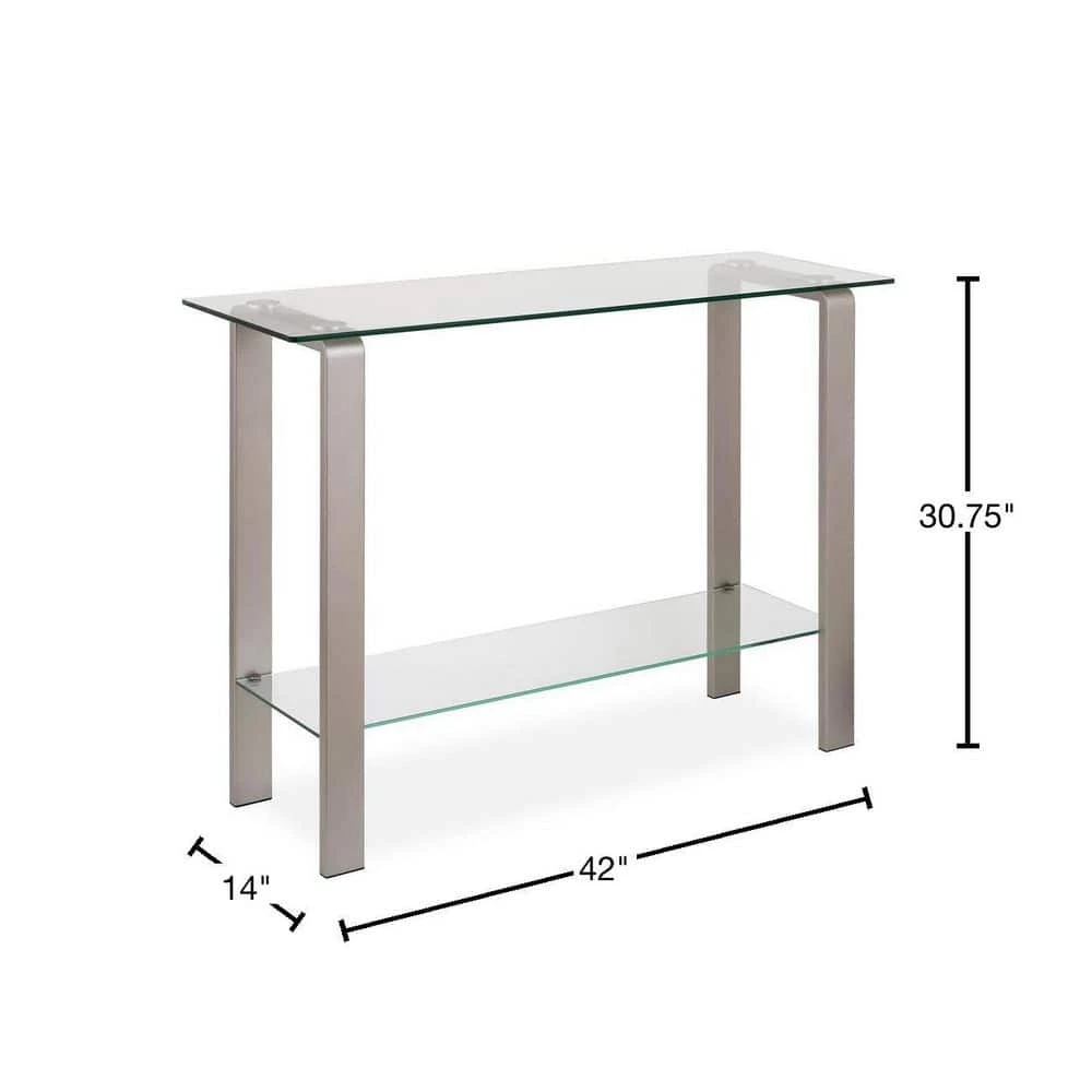 Cheapest 🤩 42 in. Nickel Standard Rectangle Glass Console Table with Storage by Meyer&Cross 👏 5 Cheapest 🤩 42 in. Nickel Standard Rectangle Glass Console Table with Storage by Meyer&Cross 👏 - Image 3