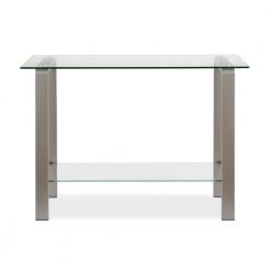 Cheapest 🤩 42 in. Nickel Standard Rectangle Glass Console Table with Storage by Meyer&Cross 👏