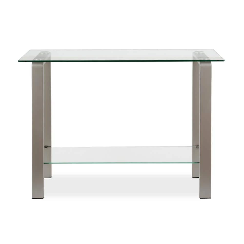 Cheapest 🤩 42 in. Nickel Standard Rectangle Glass Console Table with Storage by Meyer&Cross 👏 3 Cheapest 🤩 42 in. Nickel Standard Rectangle Glass Console Table with Storage by Meyer&Cross 👏