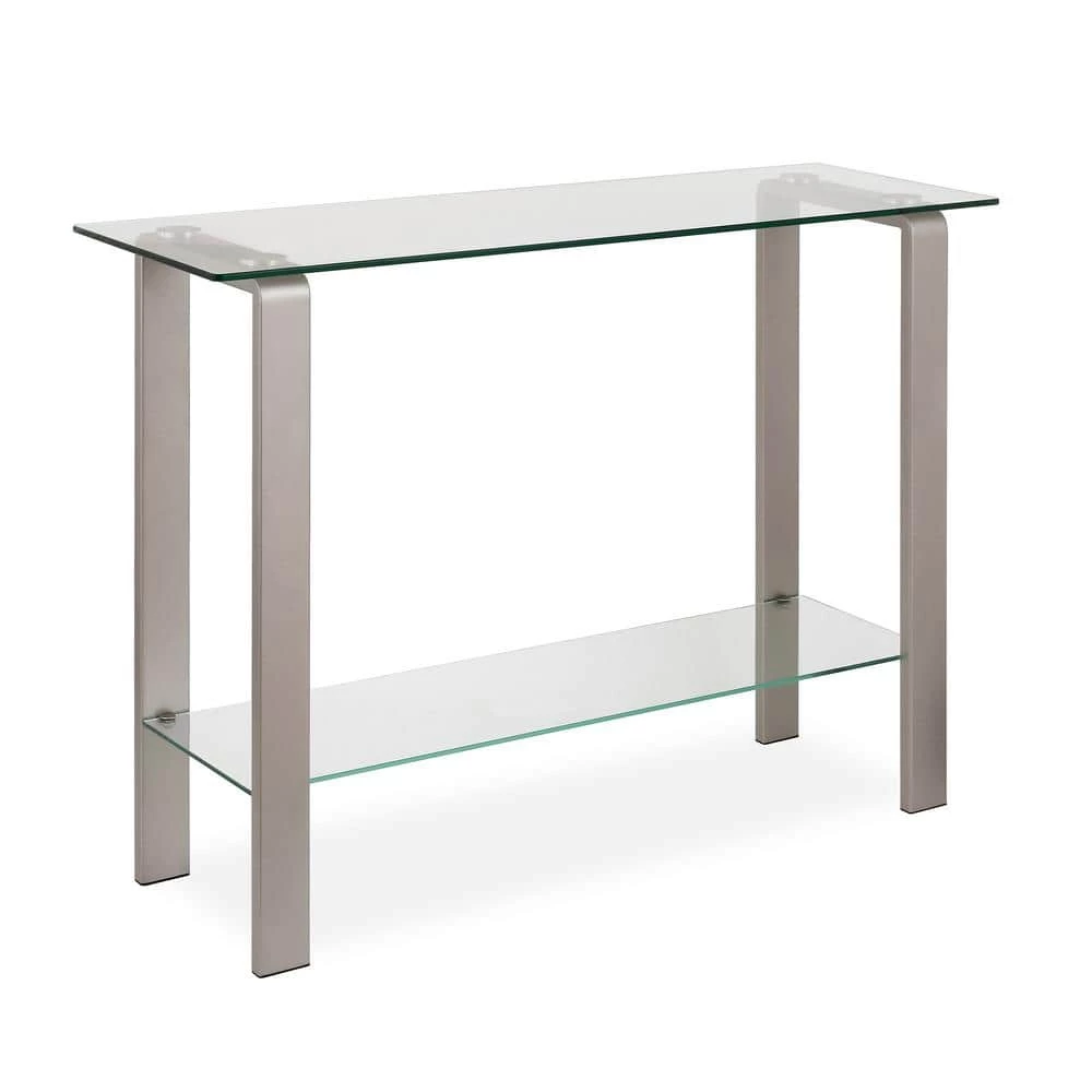 Cheapest 🤩 42 in. Nickel Standard Rectangle Glass Console Table with Storage by Meyer&Cross 👏 4 Cheapest 🤩 42 in. Nickel Standard Rectangle Glass Console Table with Storage by Meyer&Cross 👏 - Image 2
